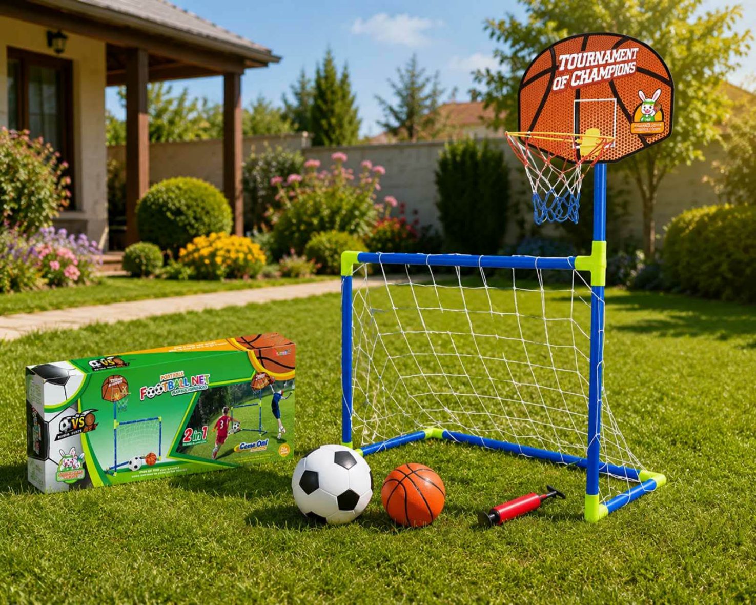 Koš i gol 2u1 – sa gumenim loptama